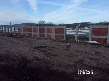 Floodwall construction at Bloomsburg Fairgrounds, dated February 12, 2016